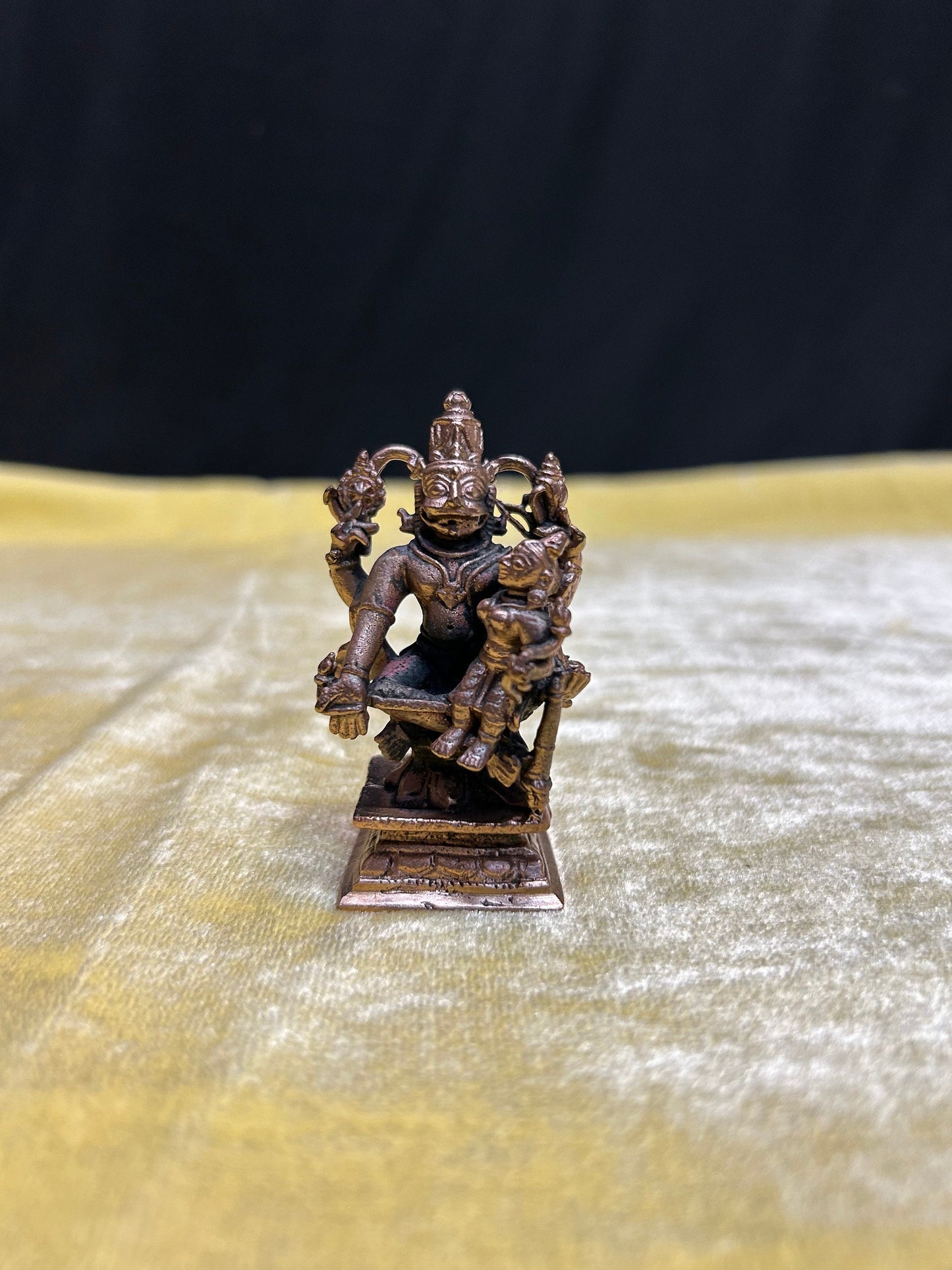 Copper made yoga lakshmi narasimha idol