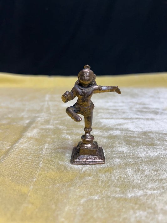 Vintage broze made narthana krishna idol