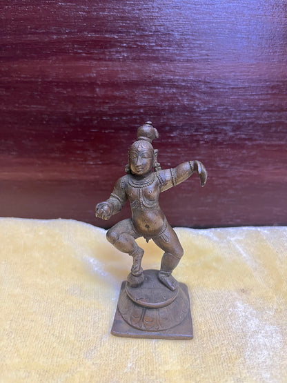 Vintage bronze idol of krishna