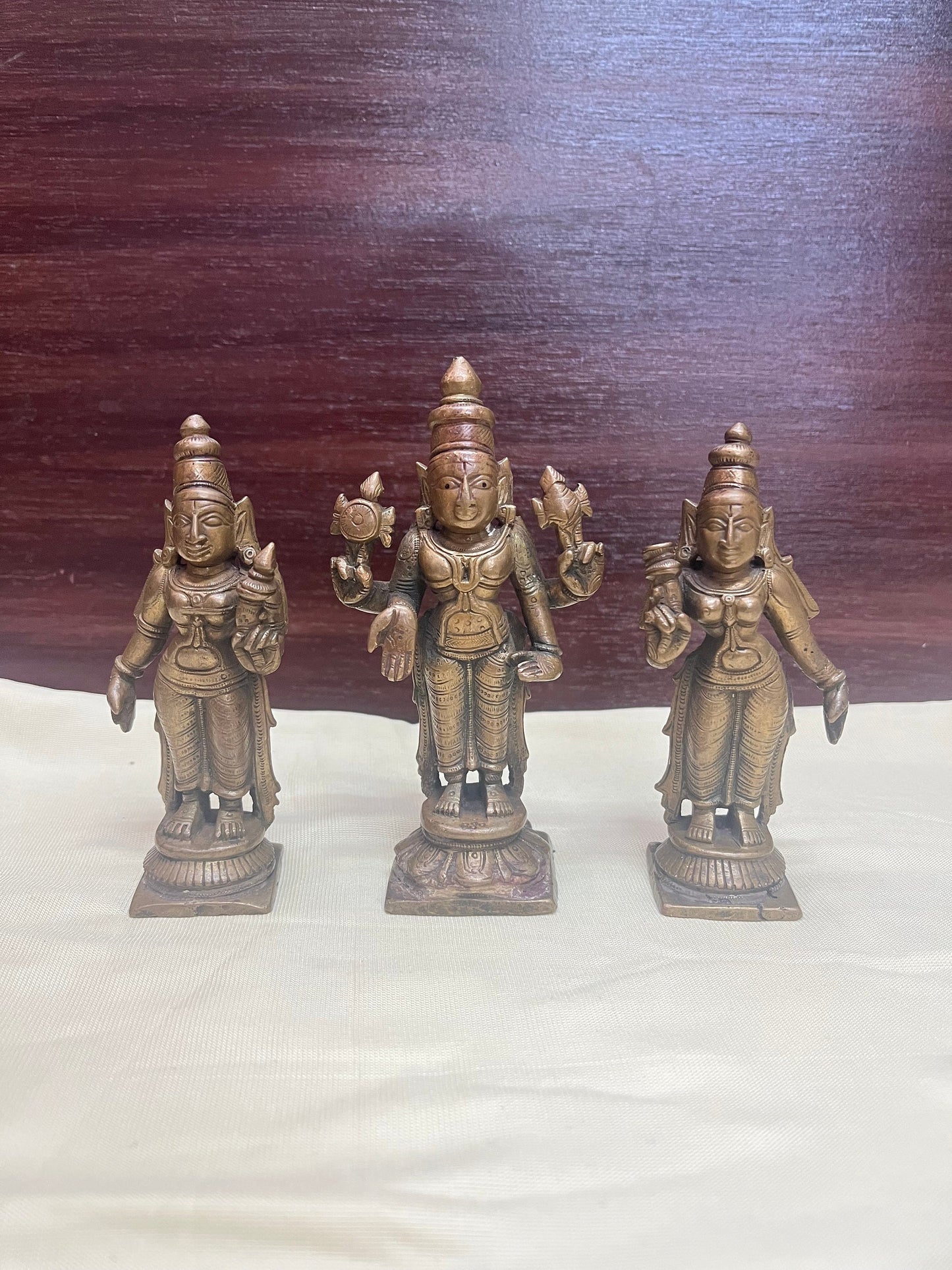 Vintage bronze made srinivas sridevi bhudevi set