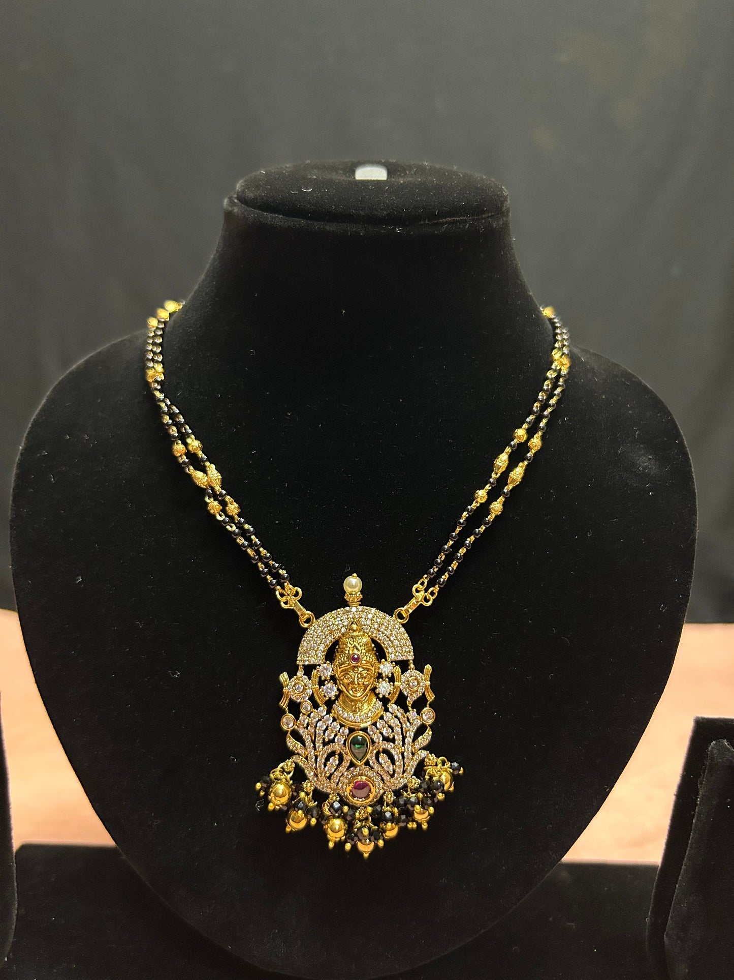 Panchaloha made gold polished gowri karimani chain/ grand jewellery set