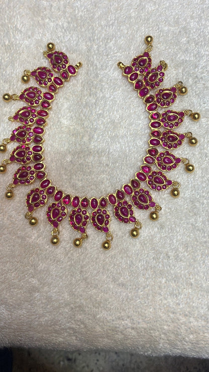 Silver made gold polished grand ruby necklace