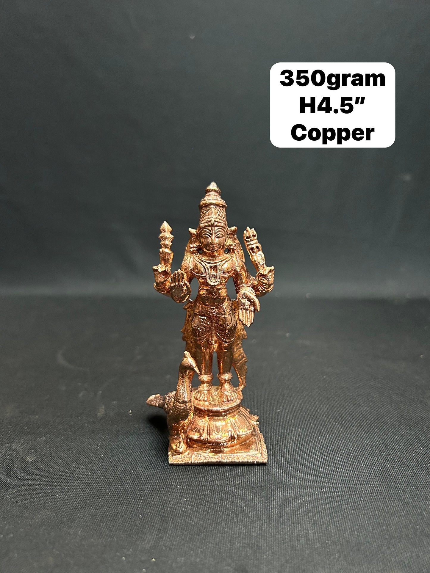 Prasiddh copper idols presents copper idol of subramanya swamy / karthikeya swamy / murugan with peacock