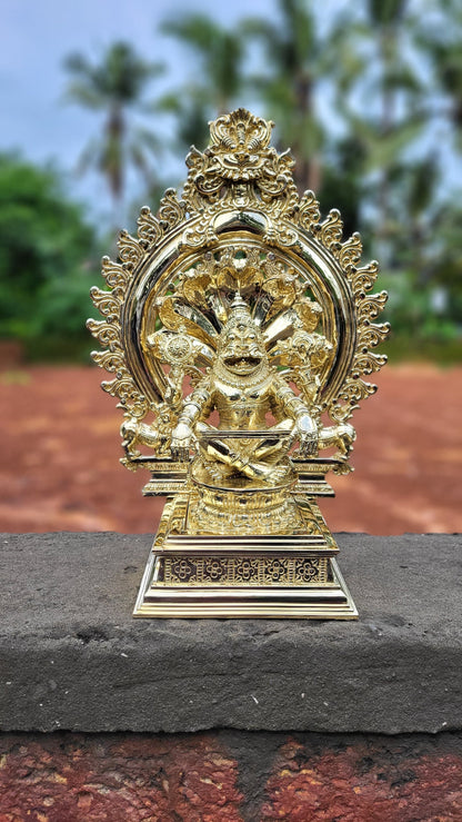 Panchaloha made Ugra Narasimha ( Yoga Posture ) Idol made using lost wax method Master Piece