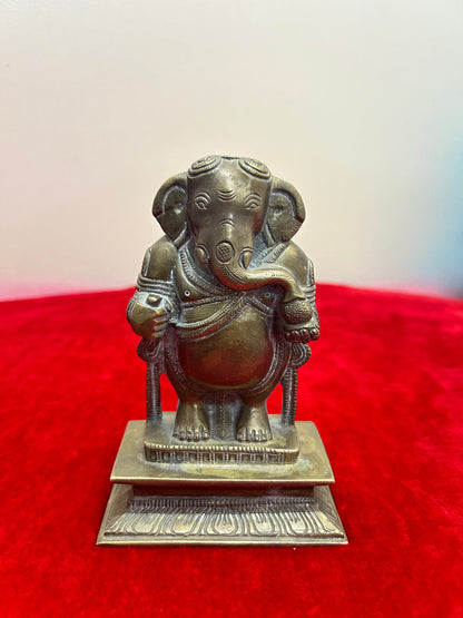 Vintage bronze idol of Gokarna ganapathi , two handed ganapathi