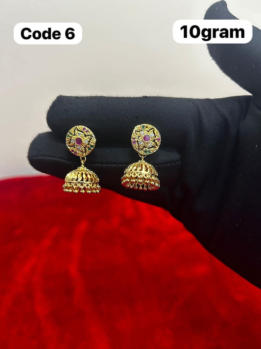 Panchaloha made gold polished round umbrella jhumkis