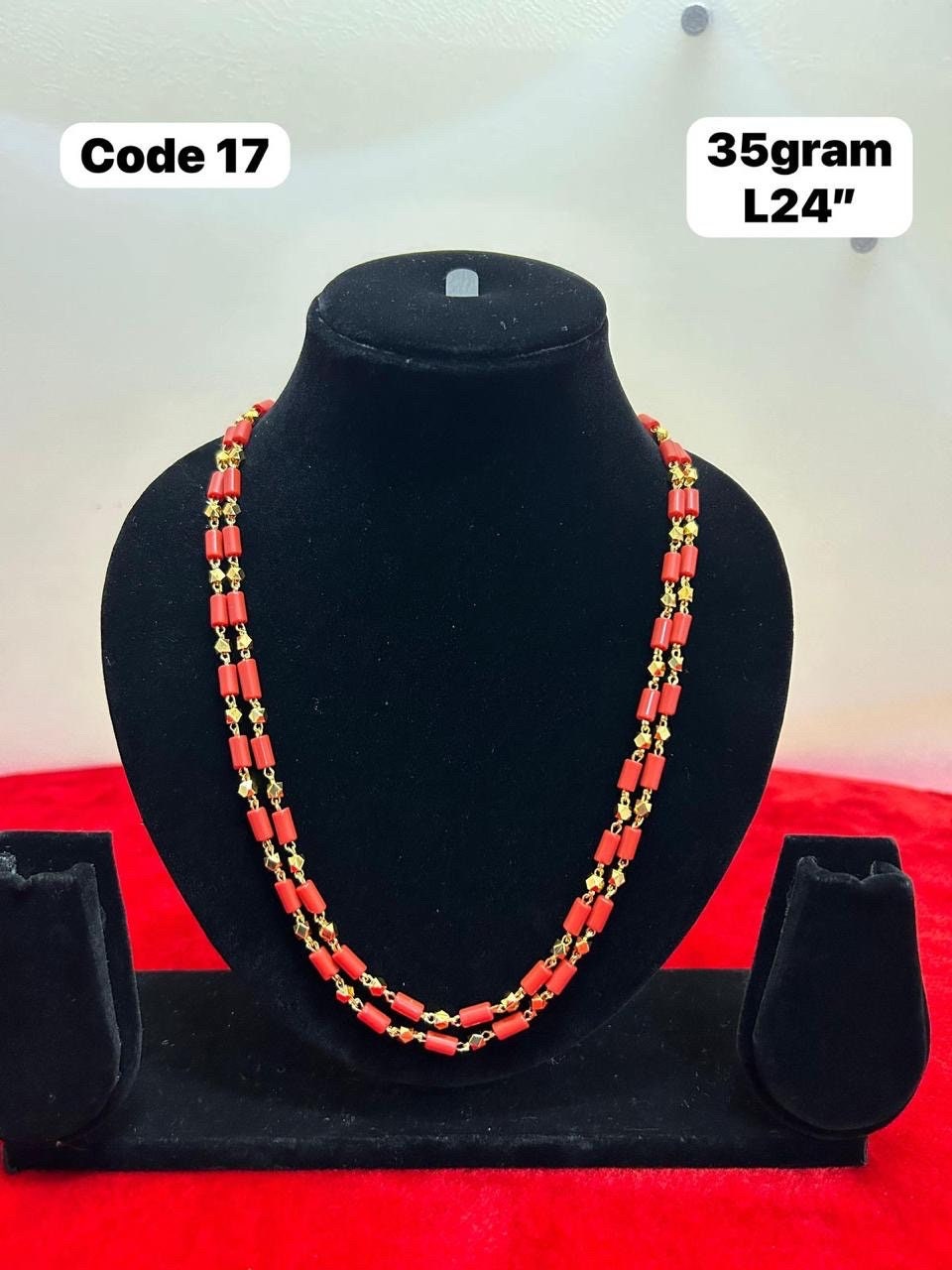 Panchaloha made gold polished coral ashtapati mala double layer