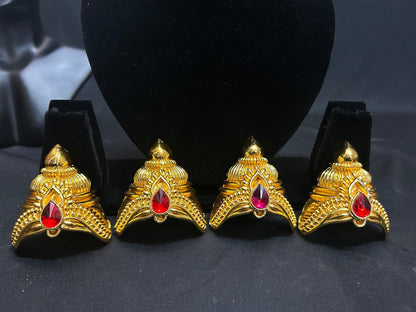 Panchaloha made gold polished set of 4 mini crown kirita for idols