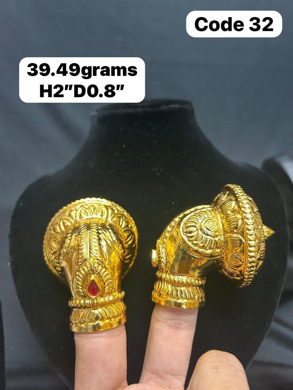 Panchaloha made gold polished set of 2 thiru kundalam crown kiritam