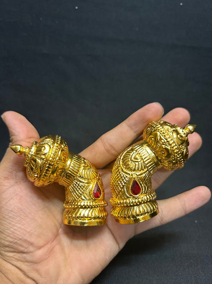 Panchaloha made gold polished set of 2 andal Thayar crowns