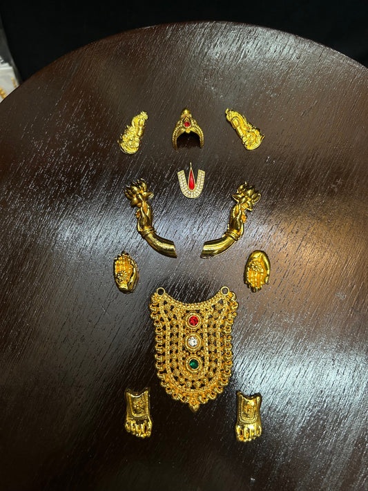 Panchaloha made gold polished alankaram set for venkataramana Perumal