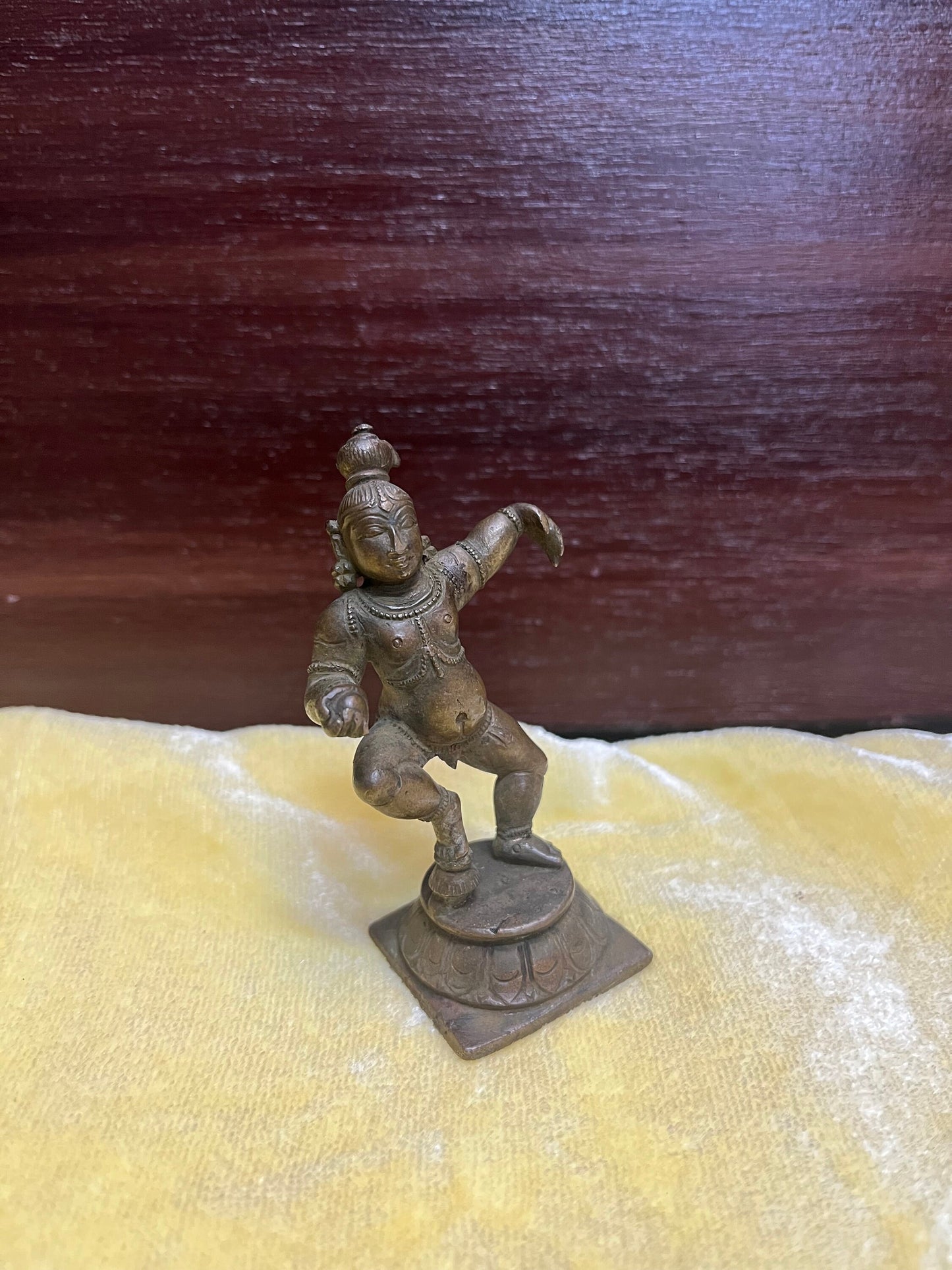 Vintage bronze idol of krishna