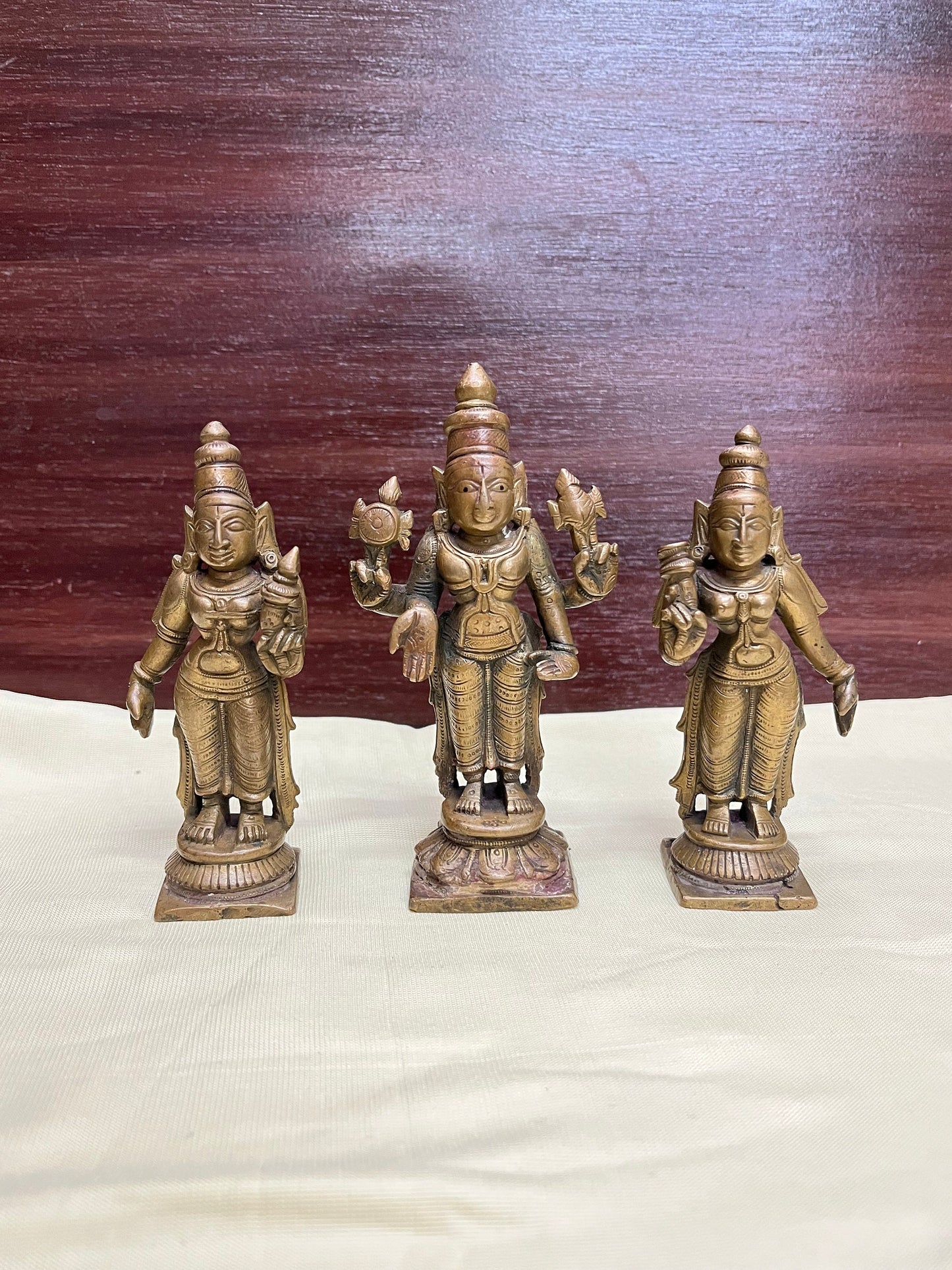 Vintage bronze made srinivas sridevi bhudevi set