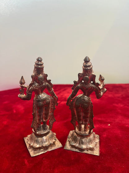 Copper made sridevi bhudevi figurines