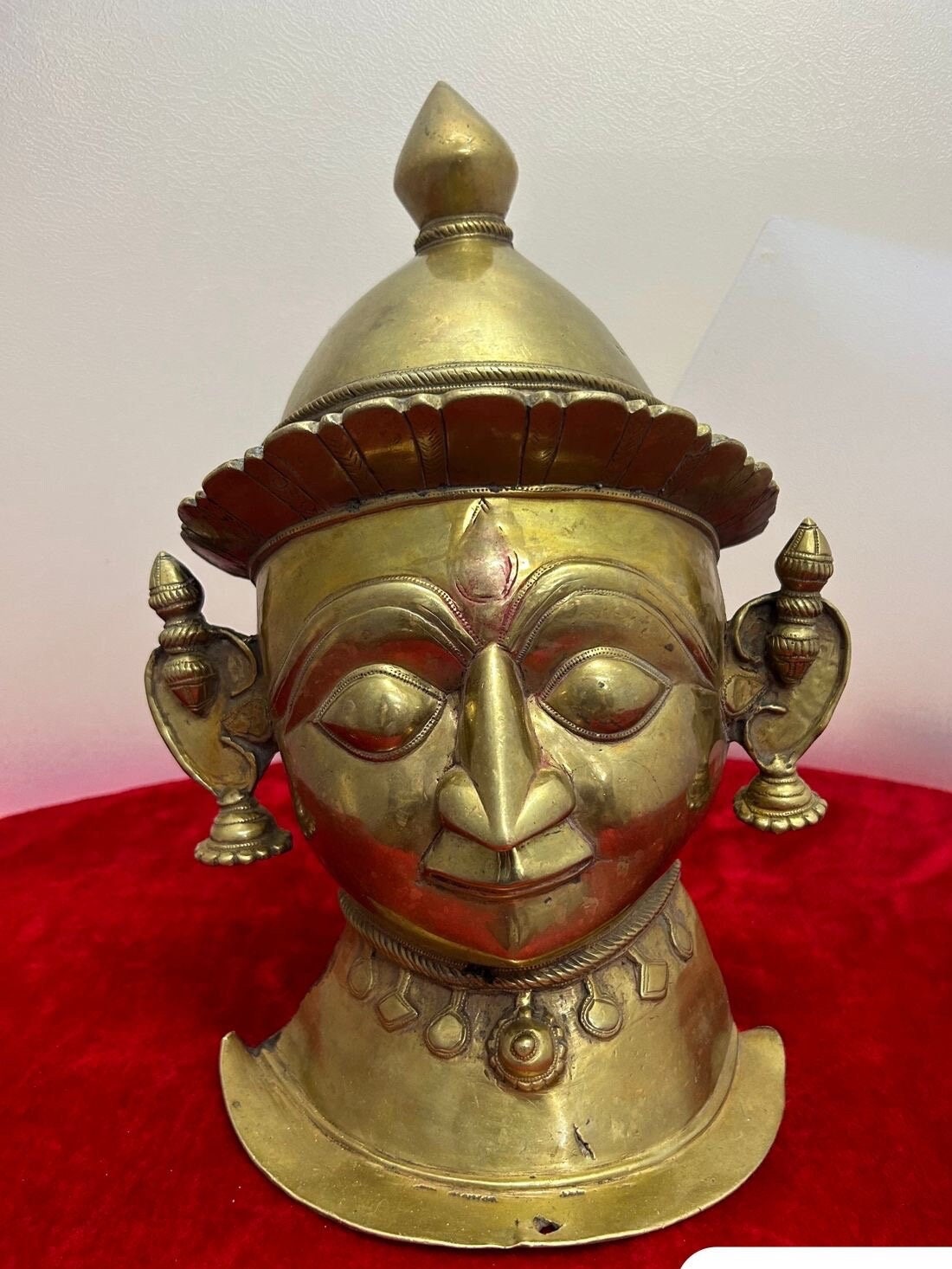 Antique bronze cast ceremonial gauri mask from deccan india