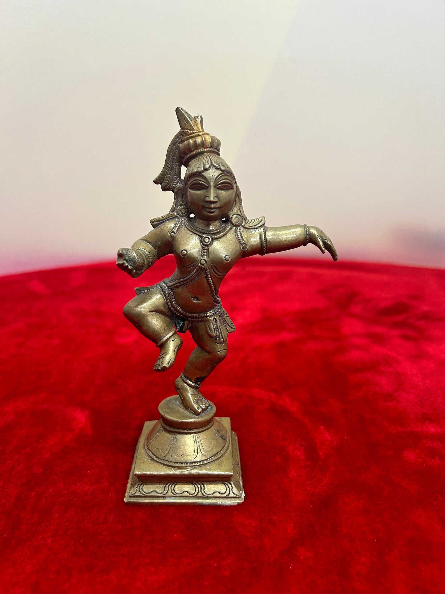 Vintage bronze made Dancing krishna idol