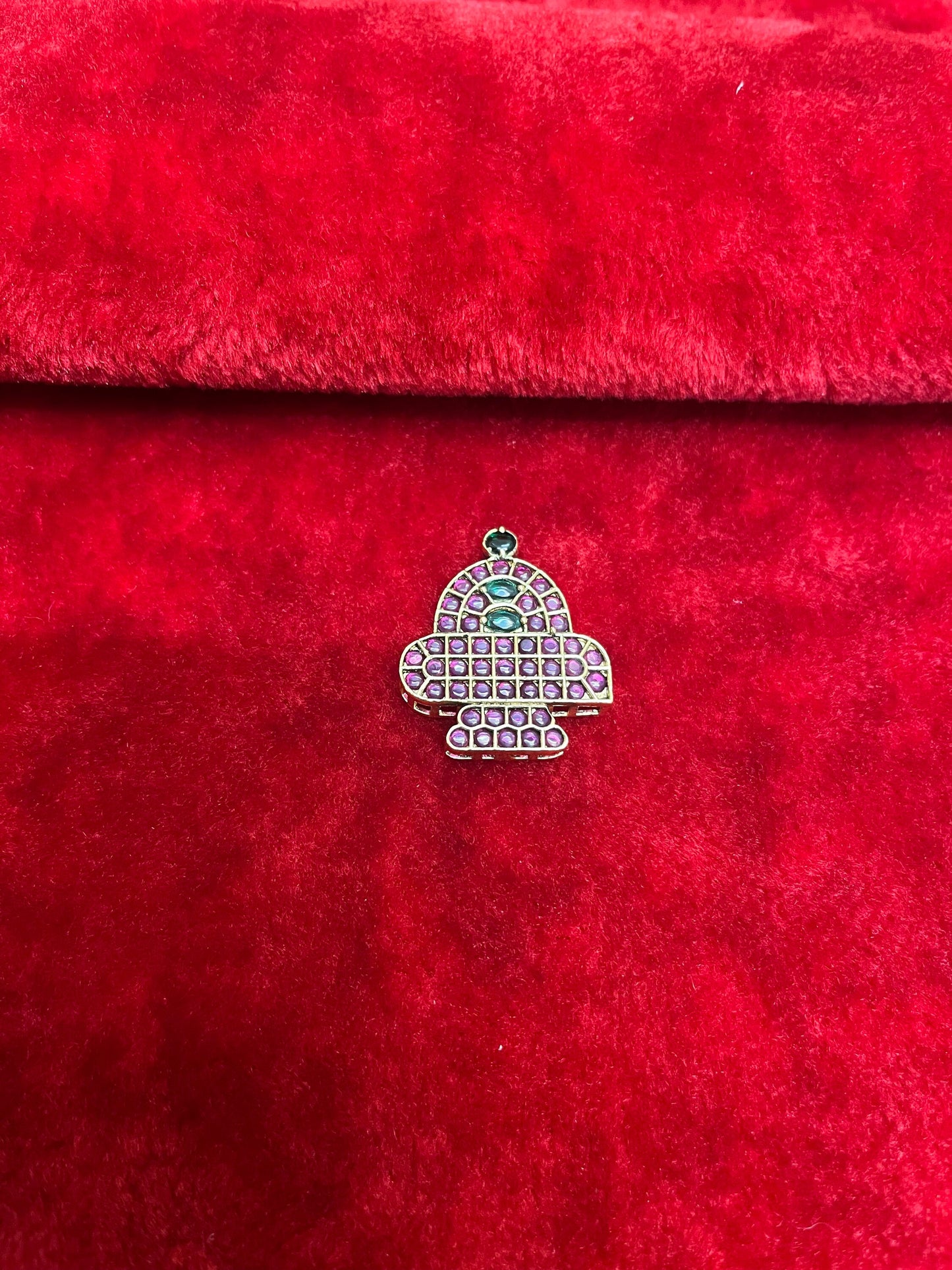 Panchaloha made gold polished gem studded Linga Shiva Pendant for alankaram