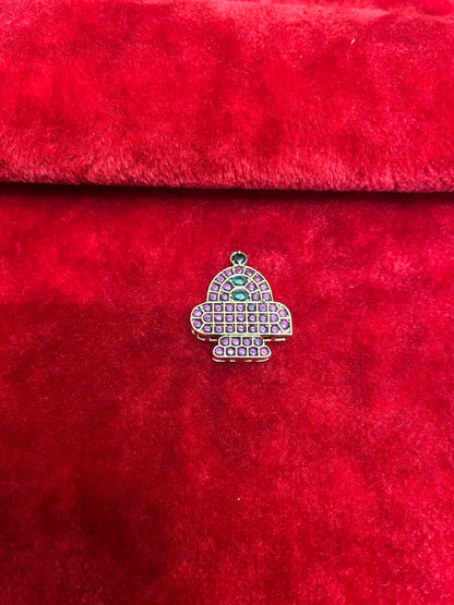 Panchaloha made gold polished gem studded Linga Shiva Pendant for alankaram