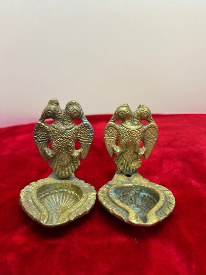 vintage bronze cast gandaberunda lamps set of 2