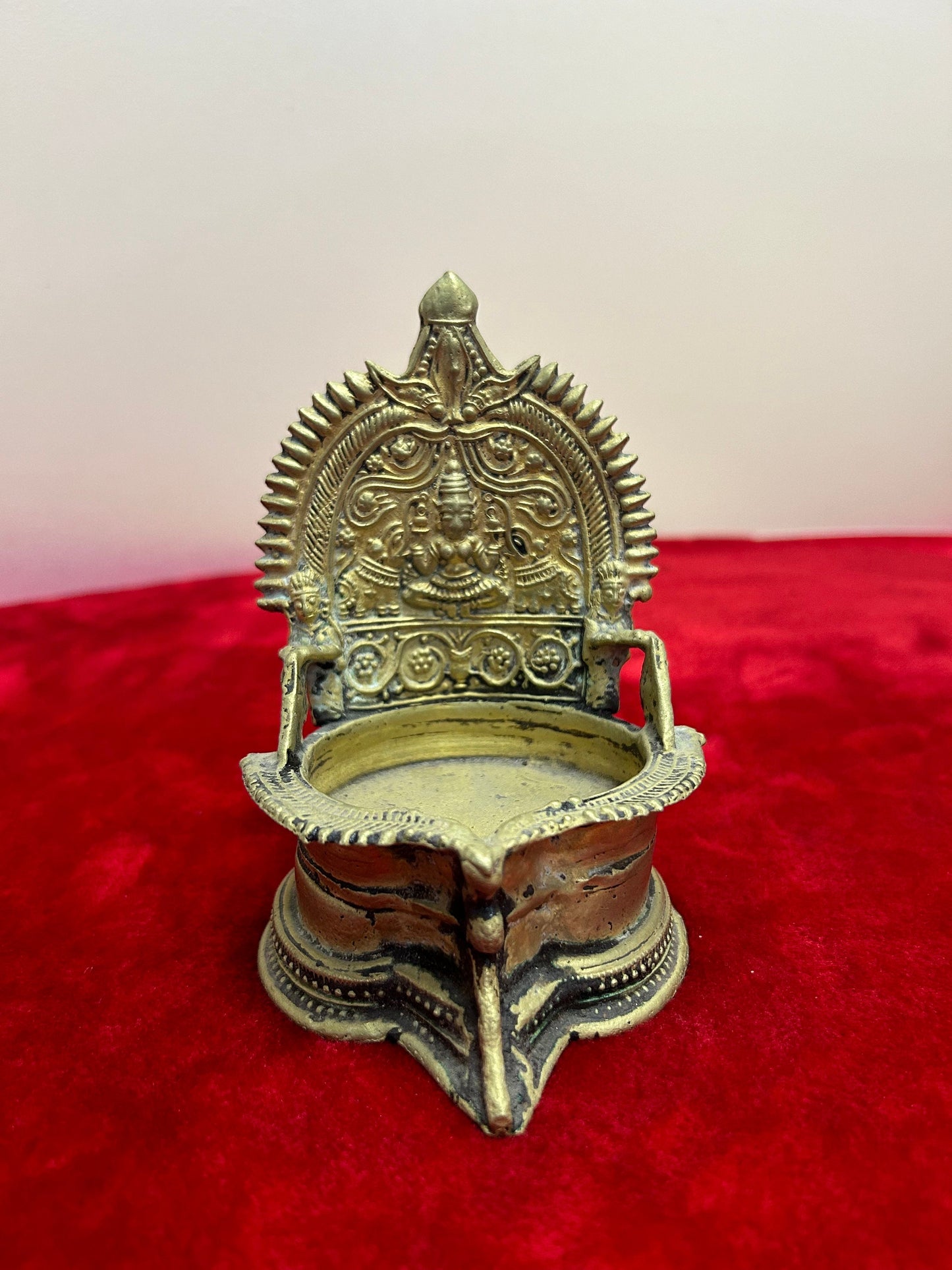 vintage bronze cast kamakshi lamp