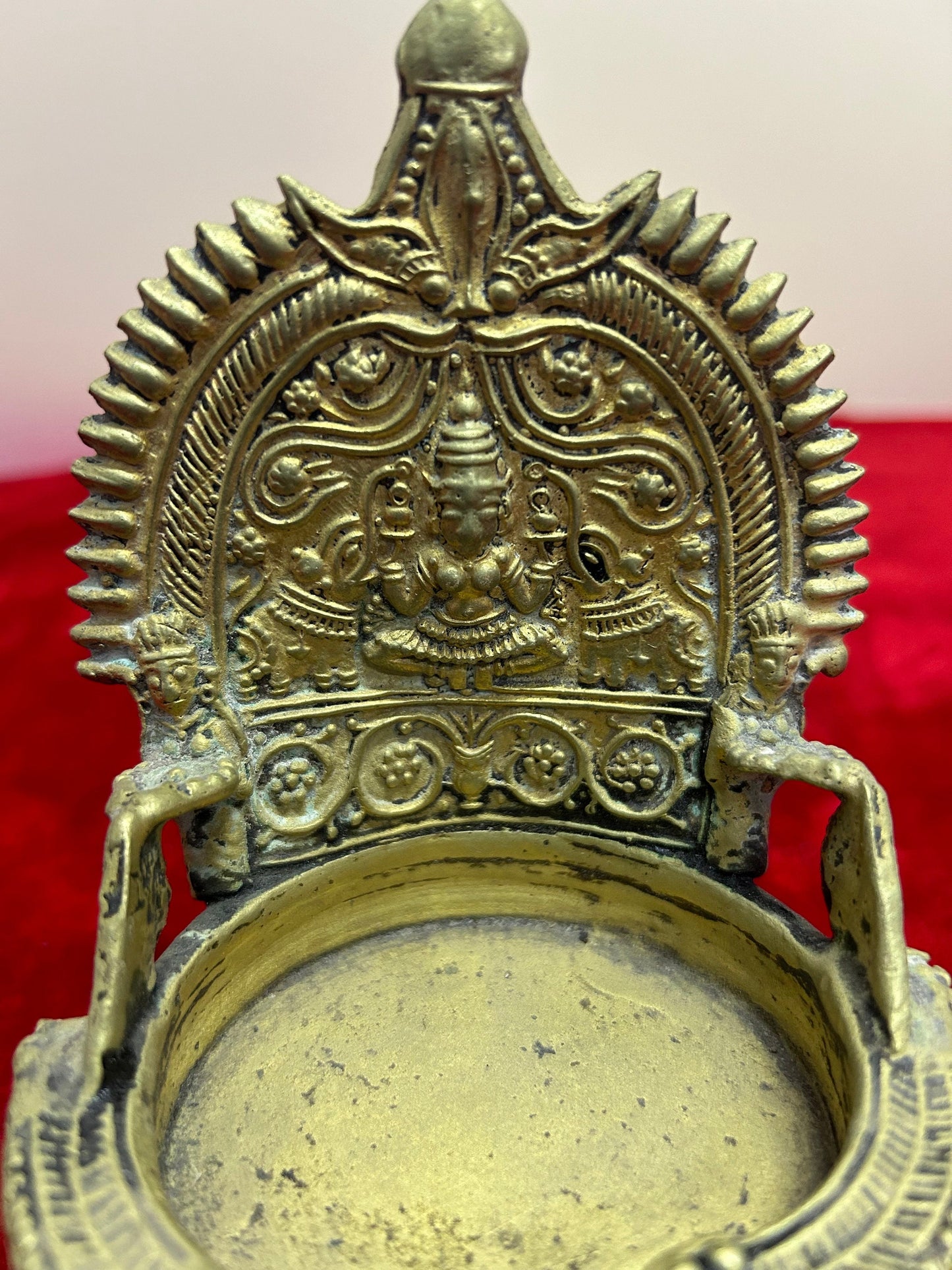 vintage bronze cast kamakshi lamp