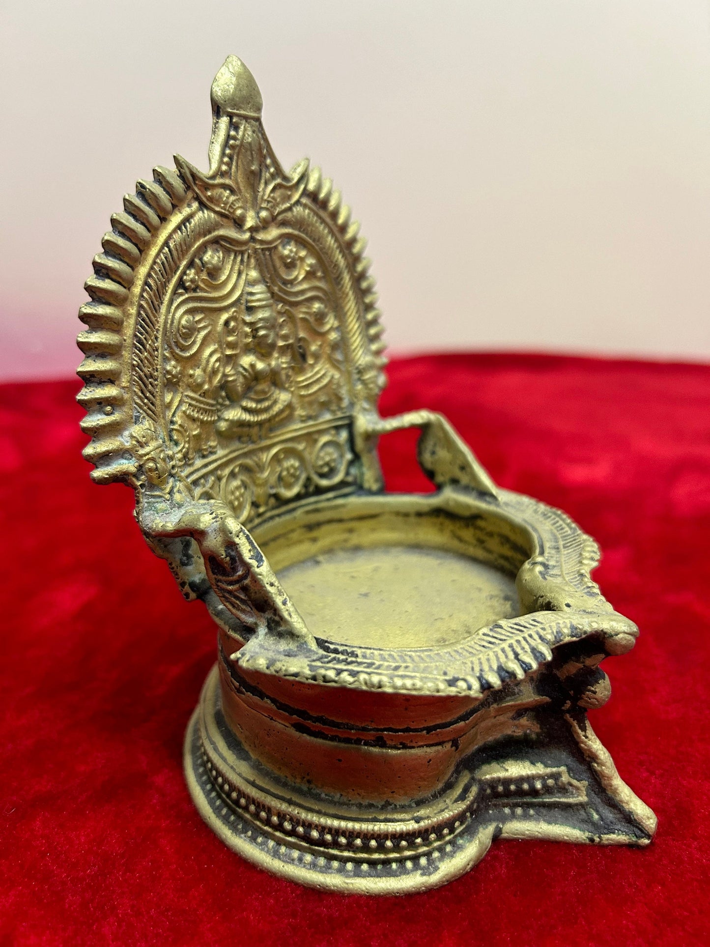 vintage bronze cast kamakshi lamp