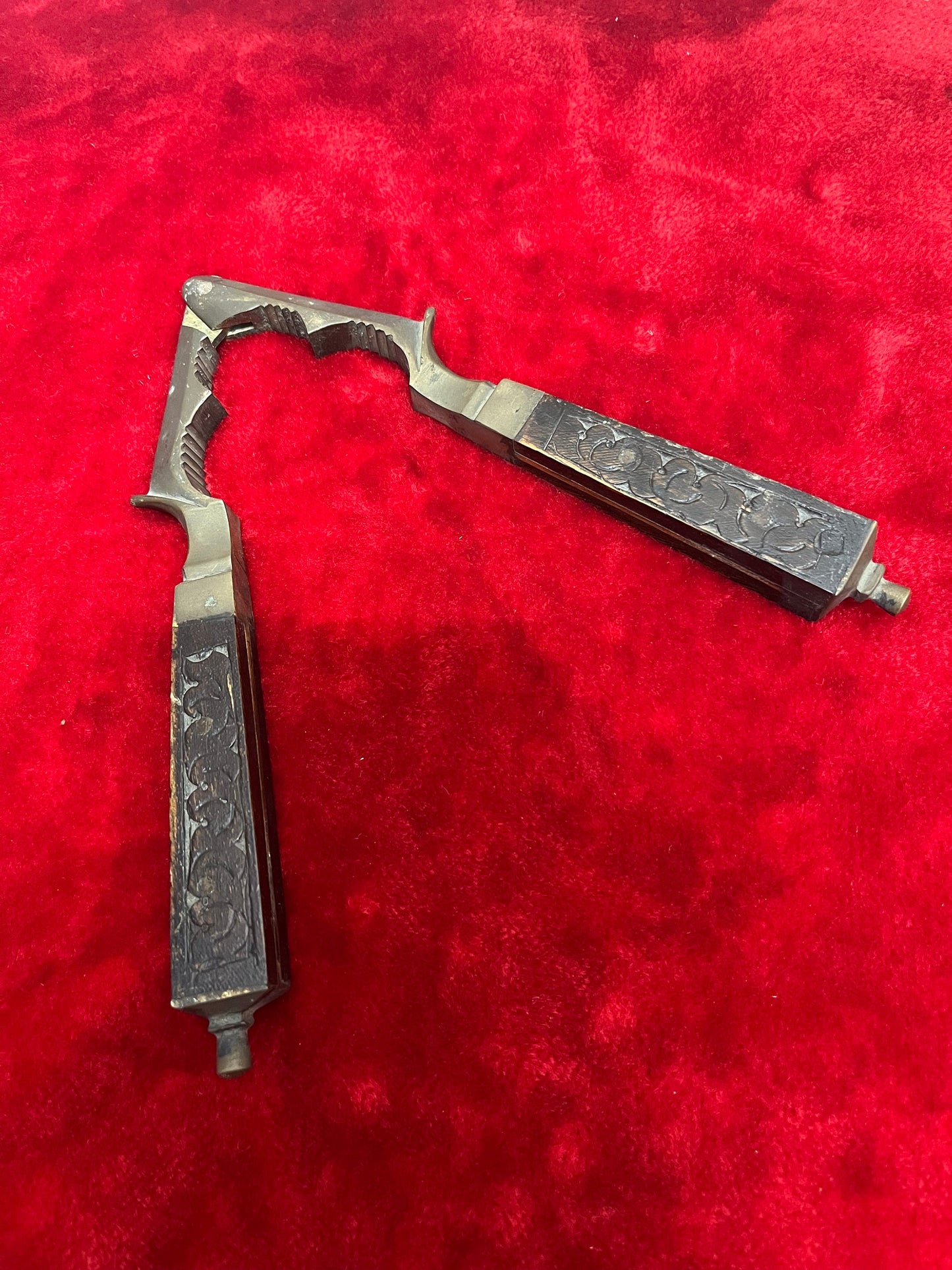 vintage brass cast walnut breaker