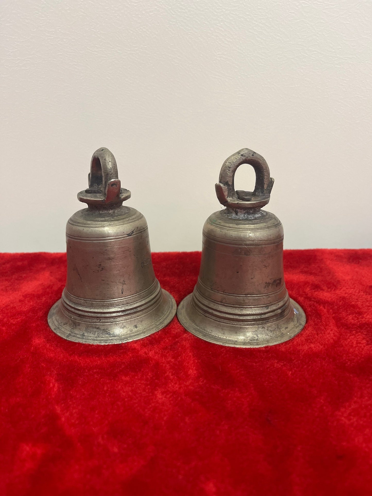 vintage bronze cast bells set of 2