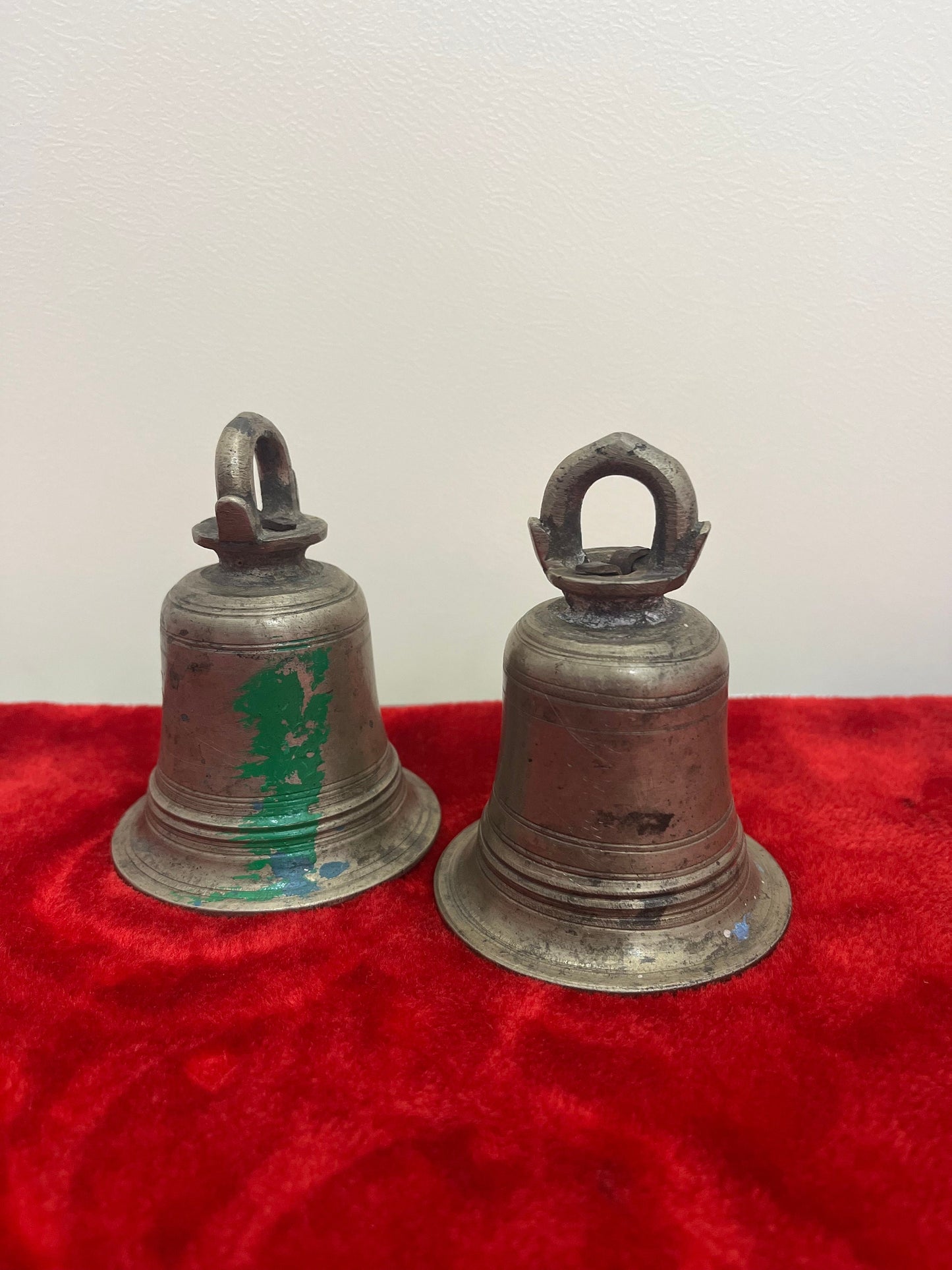 vintage bronze cast bells set of 2