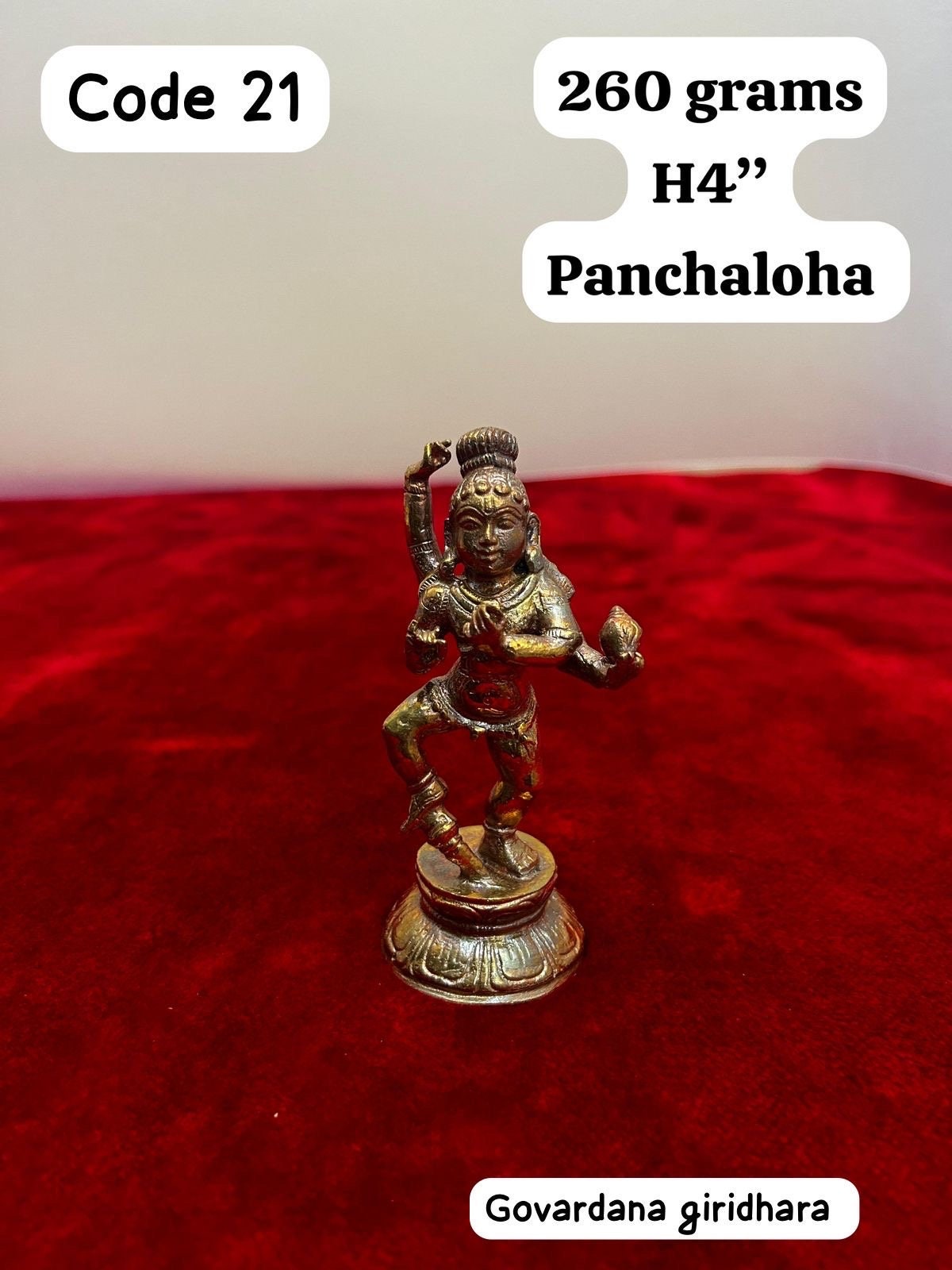 Prasiddh Copper Idols presents panchaloha idol of Govardhana giridhara idol