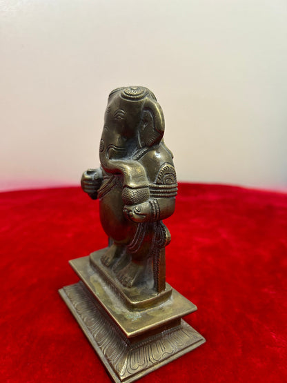 Vintage bronze idol of Gokarna ganapathi , two handed ganapathi