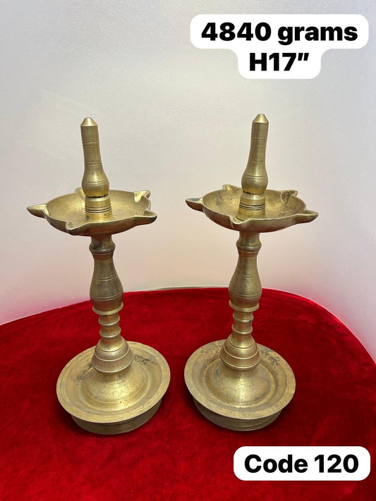 vintage bronze cast oil lamps from karnataka