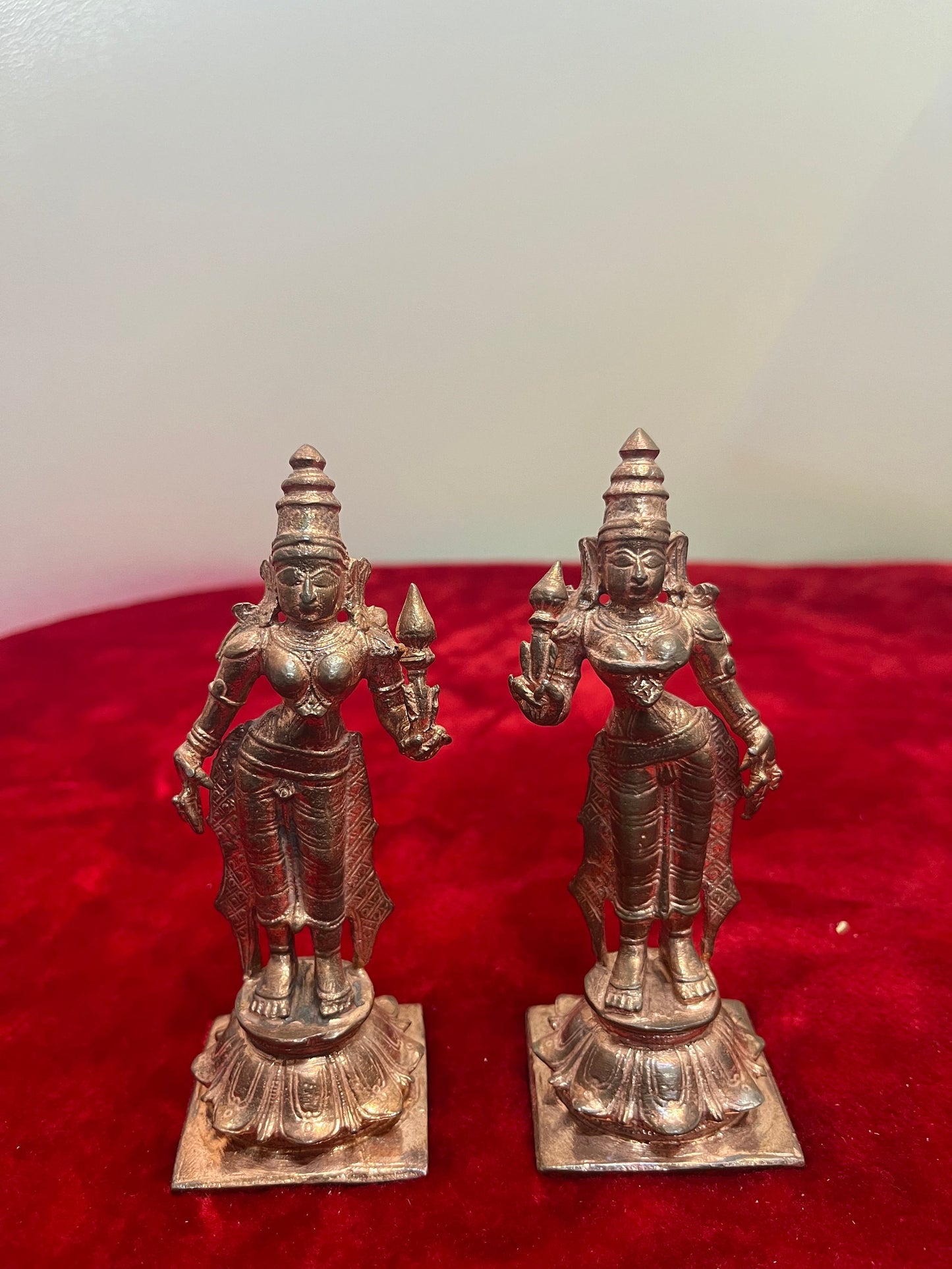 Copper made sridevi bhudevi figurines