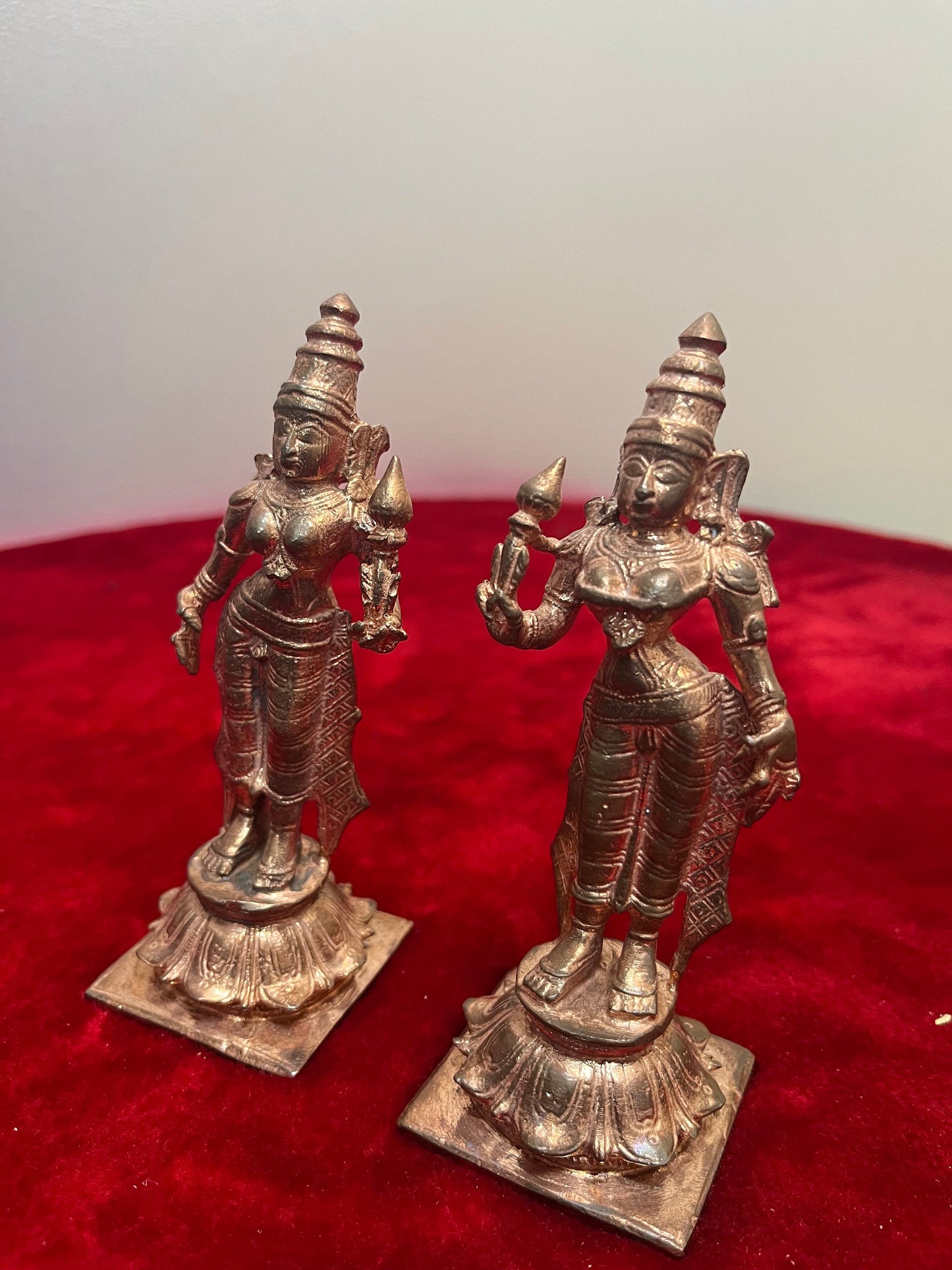 Copper made sridevi bhudevi figurines