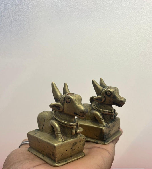 Vintage bronze cast nandi idols