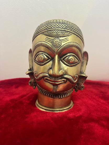 Brass made casted mukalinga / shiva head / face