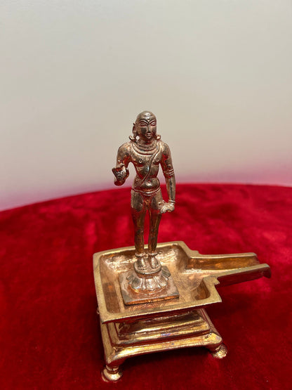 copper cast murugan with abhisheka peeta, Subramanya Abhisheka peeta