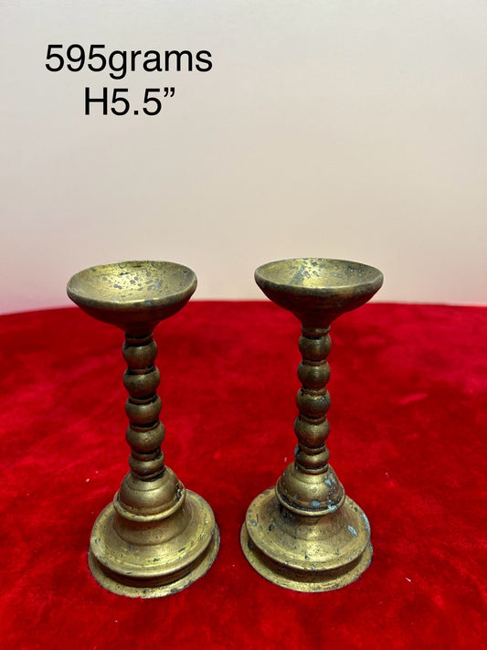 Vintage bronze made holy oil lamps from karnataka bowl mysore lamps