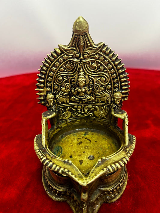 vintage bronze cast kamakshi oil lamp