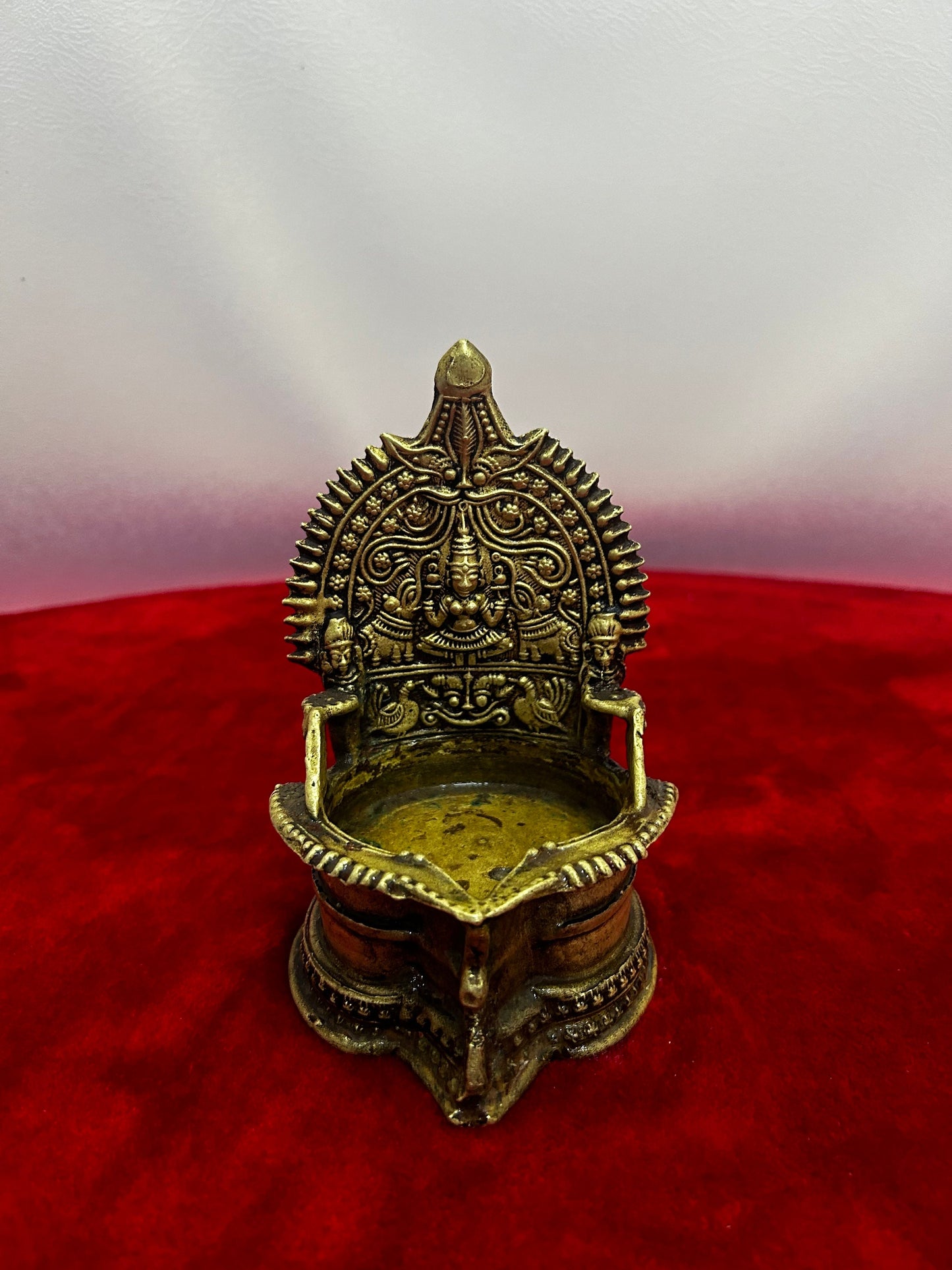 vintage bronze cast kamakshi oil lamp