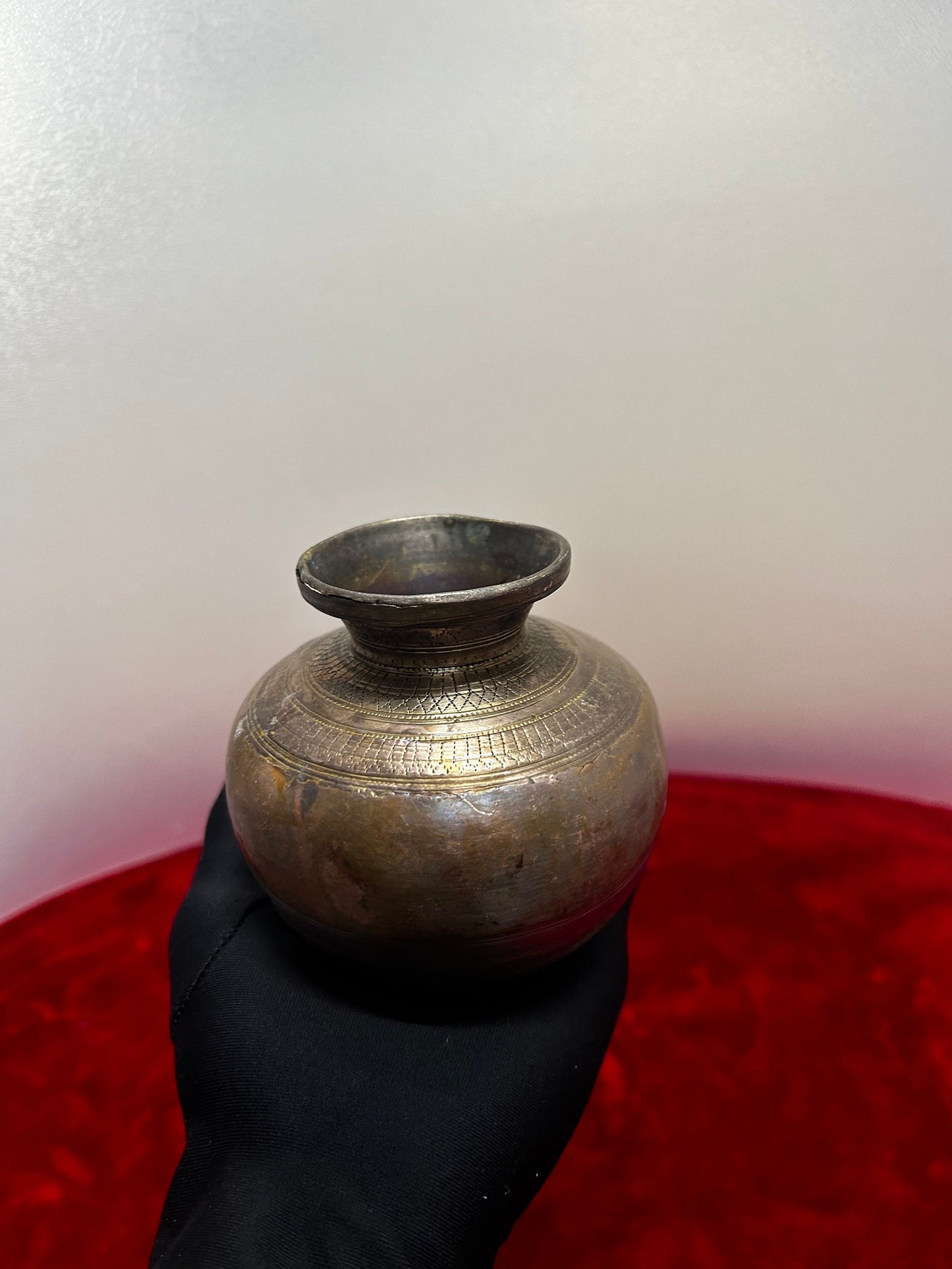 vintage bronze cast holy water pot