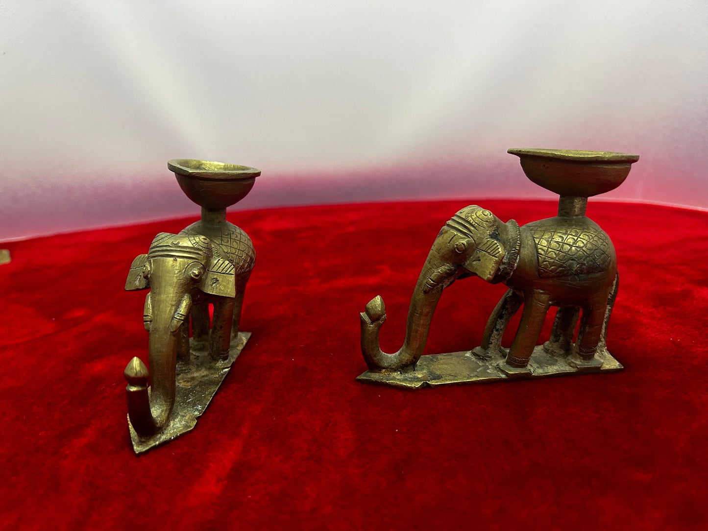 vintage bronze cast elephant oil lamp