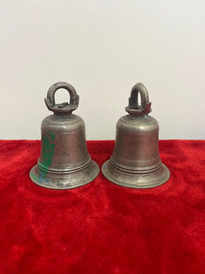 vintage bronze cast bells set of 2