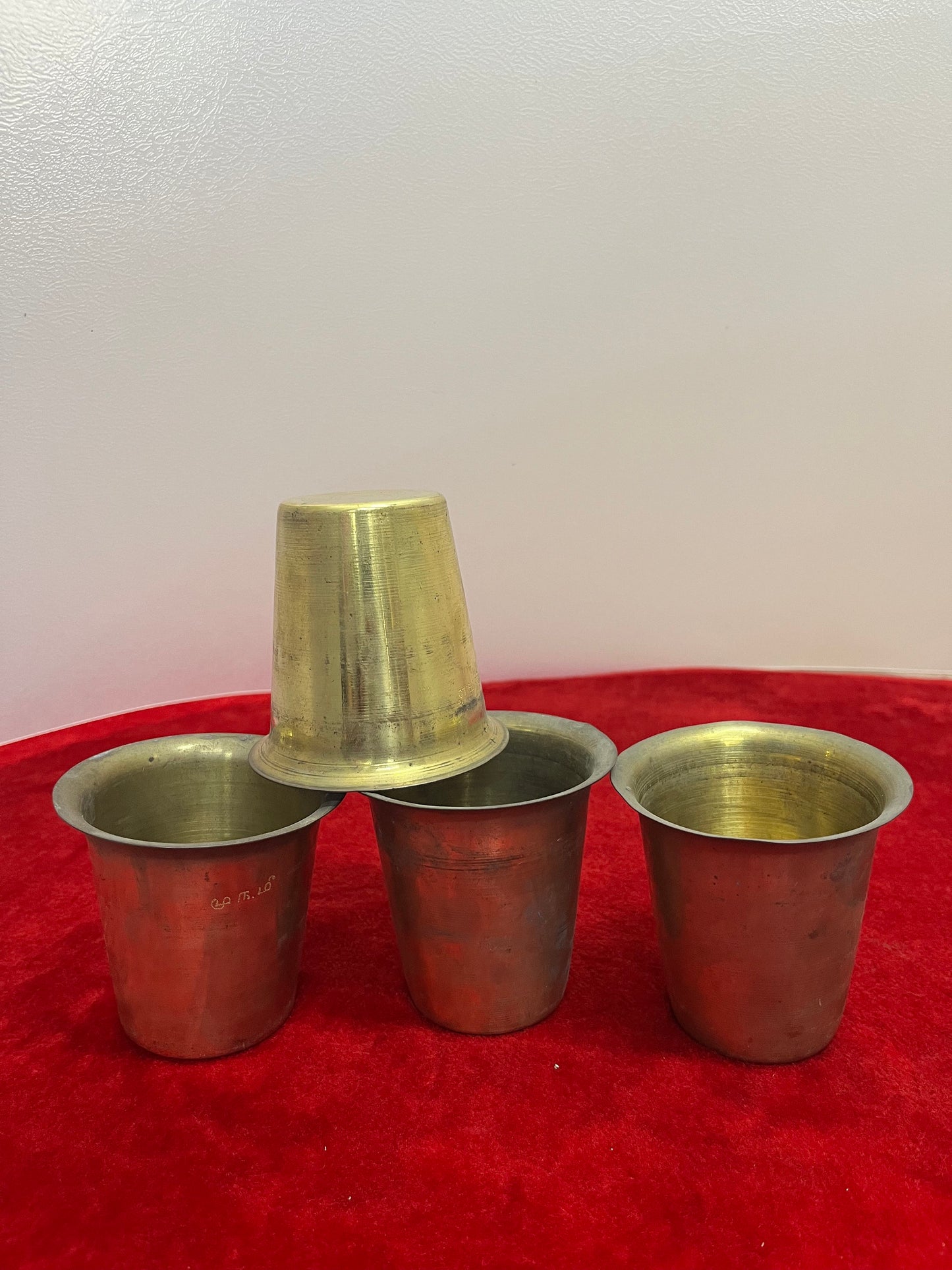 Vintage brass made set of 4 tumblers