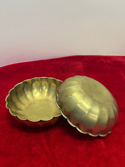 Vintage set of 2 floral shaped pooja bowls for keeping flowers etc