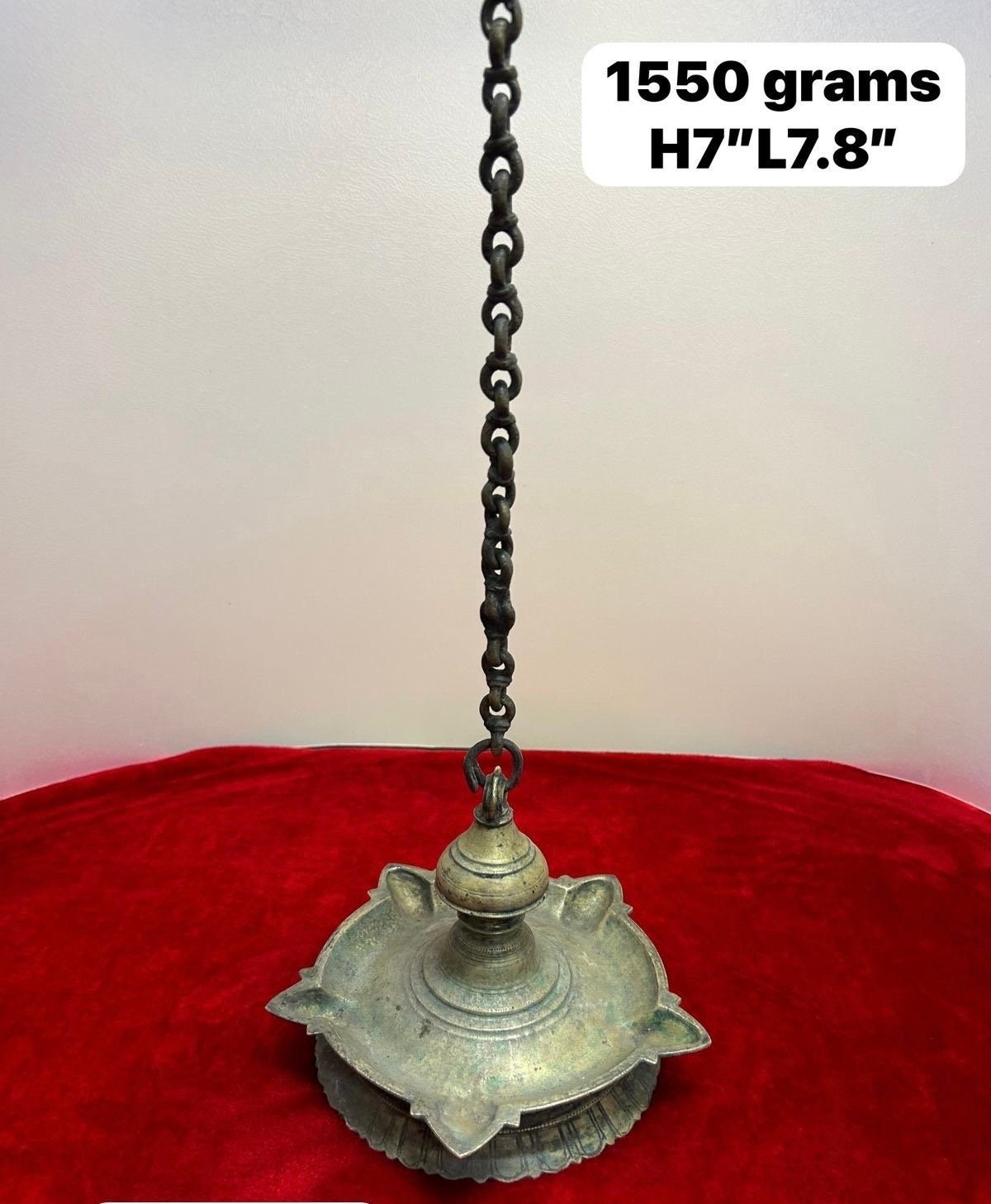 vintage bronze cast hanging oil lamp from south india