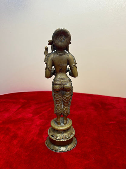 vintage bronze cast deepa lakshmi lady lamp