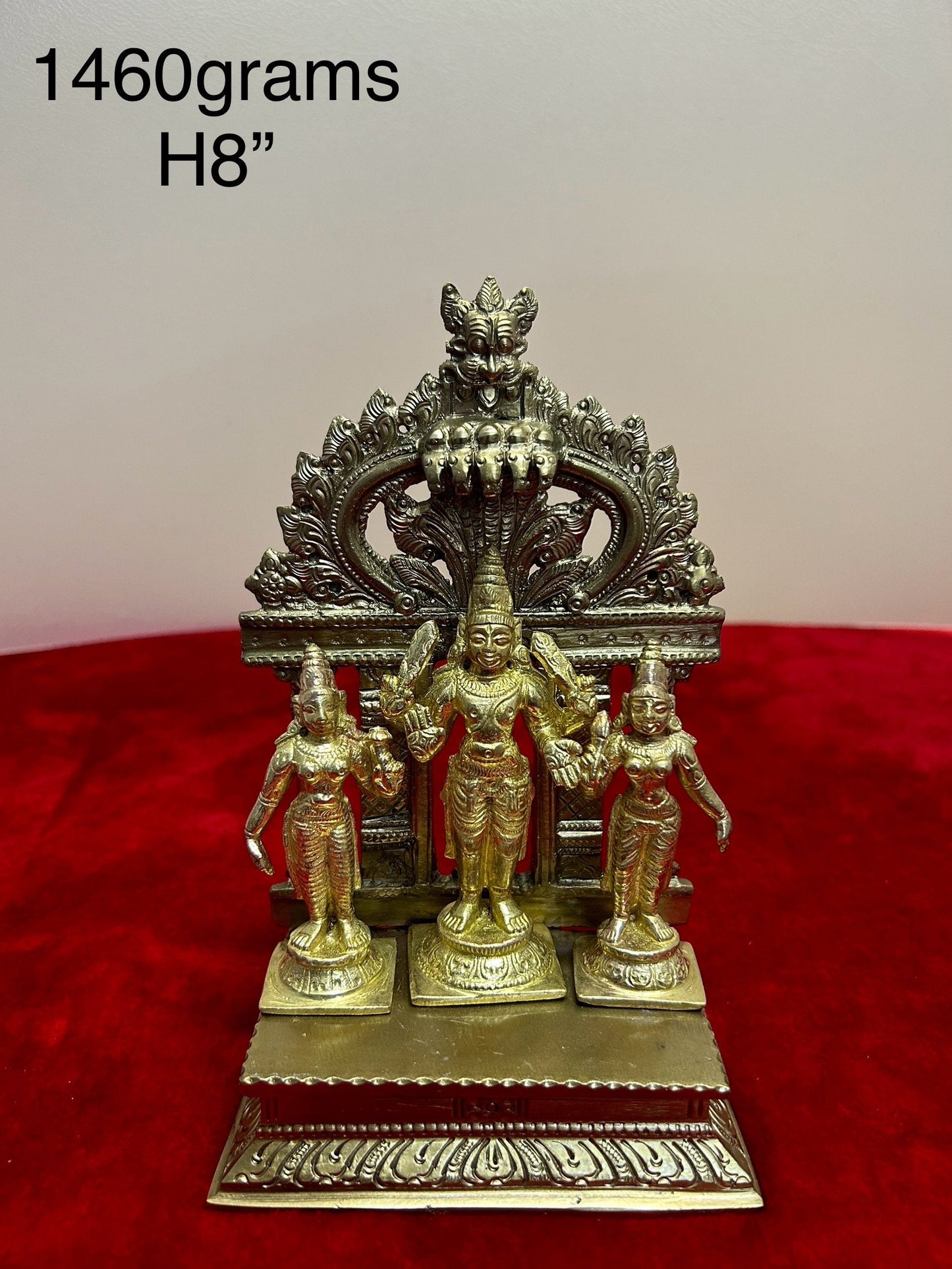 Prasiddh Copper Idols presents panchaloha idol of subramanya swamy valli devasena with peeta