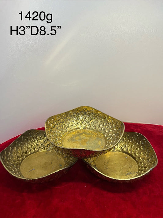 Vintage set of 3 brass decor bowls/ paan bowls