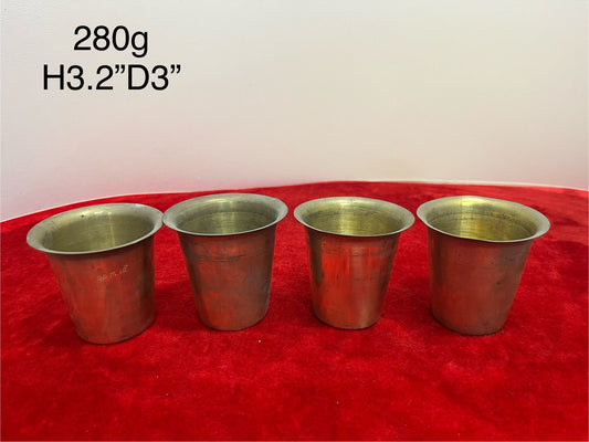 Vintage brass made set of 4 tumblers